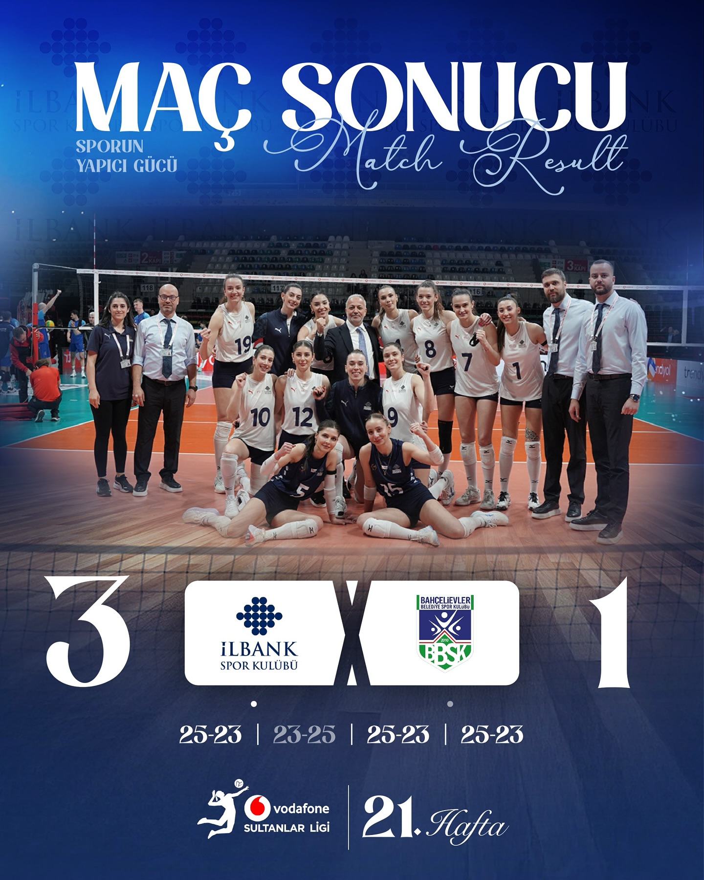 İLBANK Spor Kulübü Bahçelievler Belediye Spor Kulübü’nü 3-1 mağlup etti
