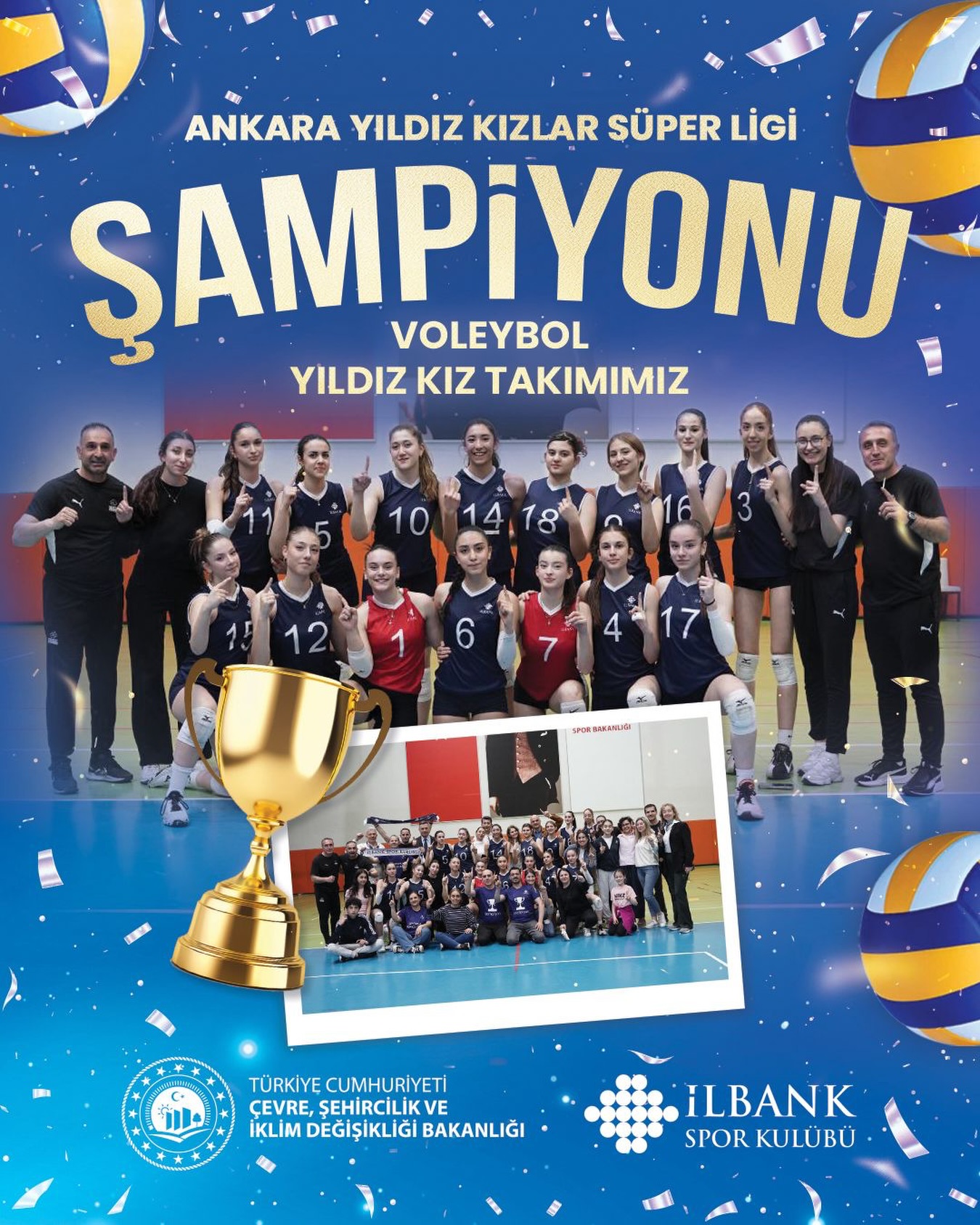 İLBANK Spor Kulübü Voleybol Yıldız Kız Takımımız Şampiyon Oldu