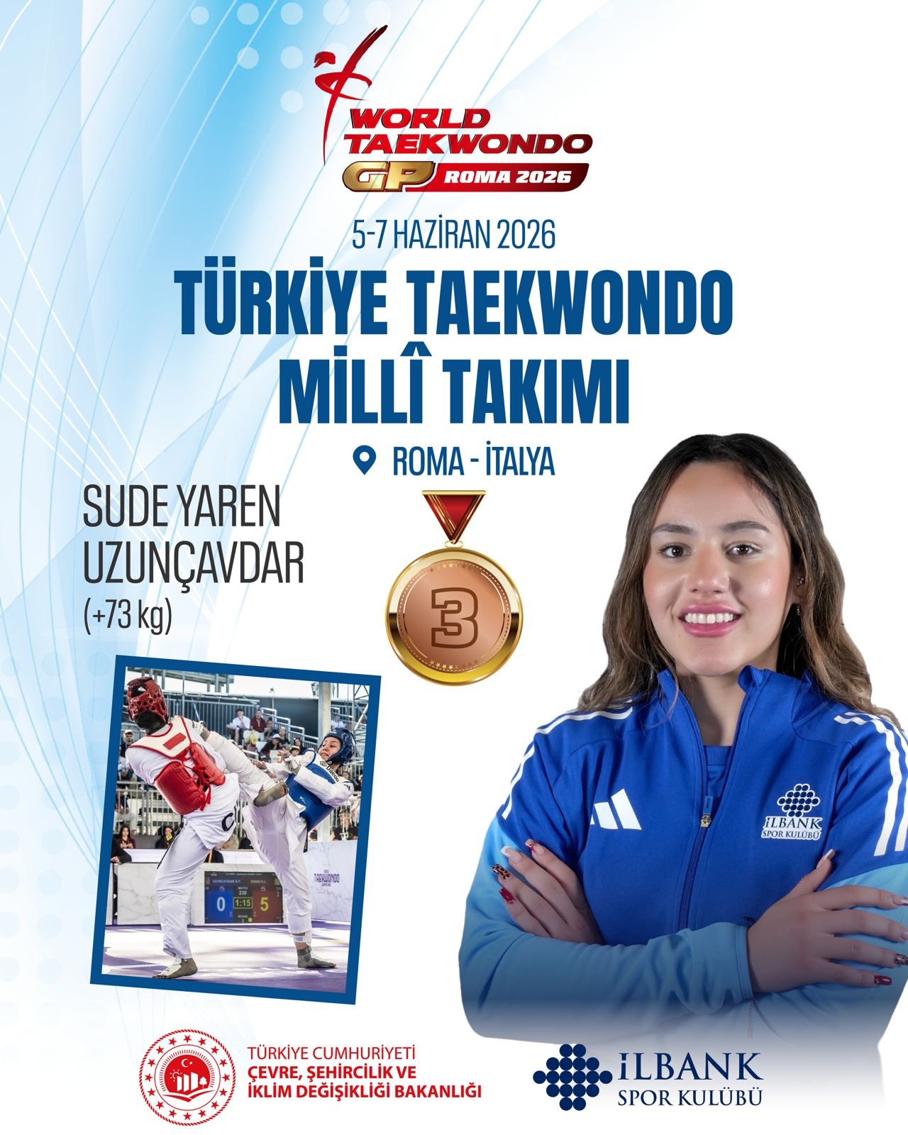 Milli Sporcumuz Sude Yaren Uzunçavdar, World Taekwondo Grand Prix’de Kürsüde